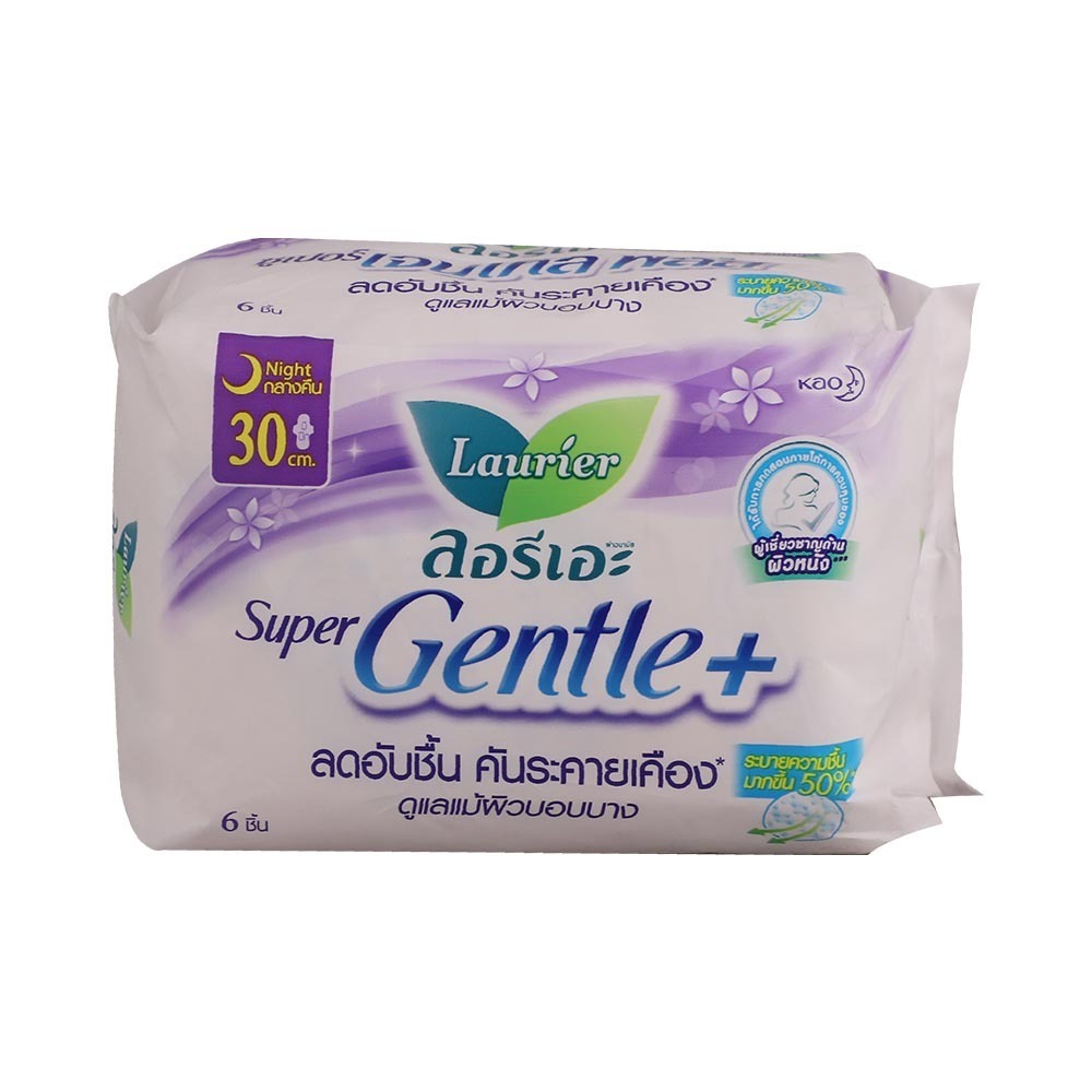 Laurier Super Gentle Plus Night Wing Sanitary Napkin Pads 6PCS (30cm)