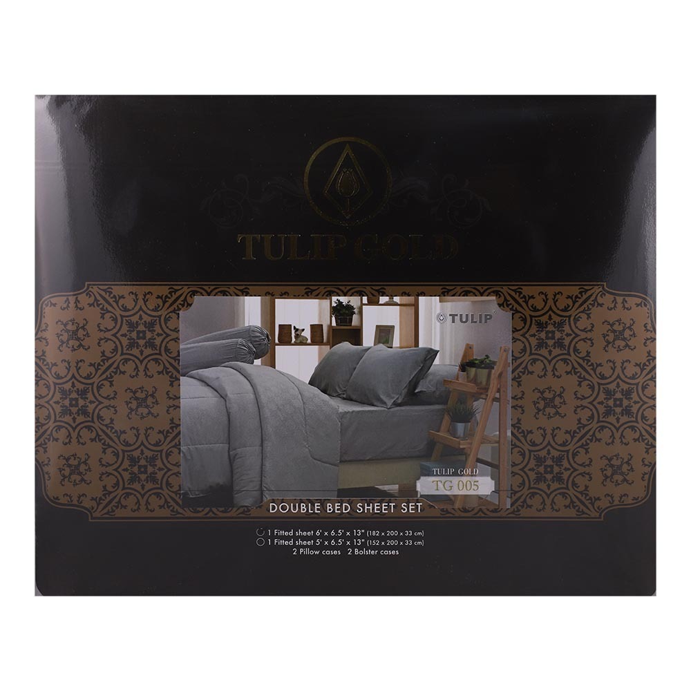 Tulip Gold Bed Sheet 5PCS 6X6.5FTx13IN TG005 (Fit)