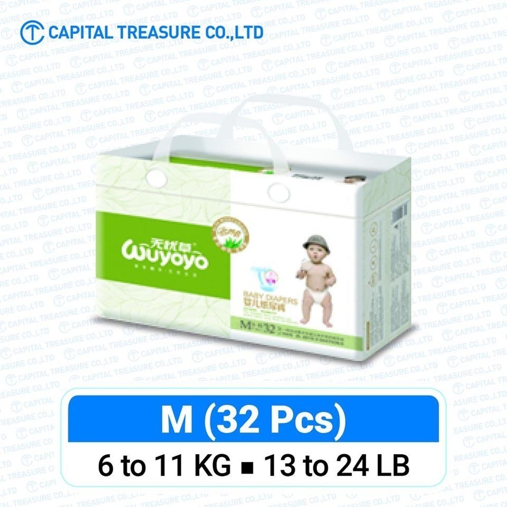 Wuyoyo Baby Diaper Regular Tape M-32PCS 6971102 090258