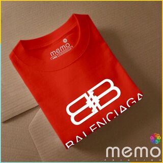 memo ygn Balenciaga unisex Printing T-shirt DTF Quality sticker Printing-Red (Small)