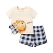 Baby Boy Lion Print Short-Sleeve Tee And Plaid Naia Shorts Set (9-12 Months) 20581171