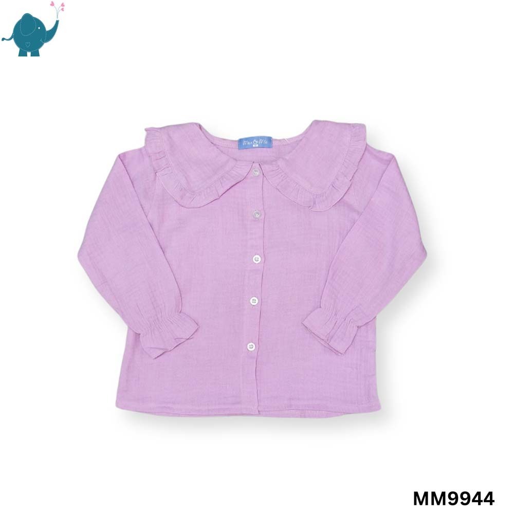 Max & Mia Kid Girl Cotton Puff Long Sleeve Blouse MM9944 Deep Pink L (7/8yrs)