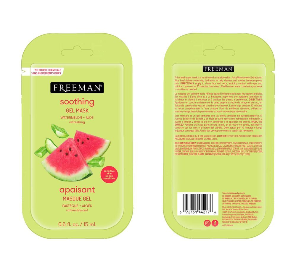 Freeman Soothing Watermelon & Aloe Cooling Gel Mask (0.5OZ,15ML)