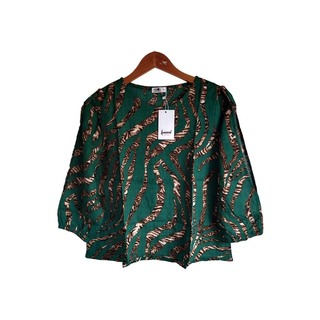 Kudos Floral Chiffon Woman Blouse Coffee B-013 Medium