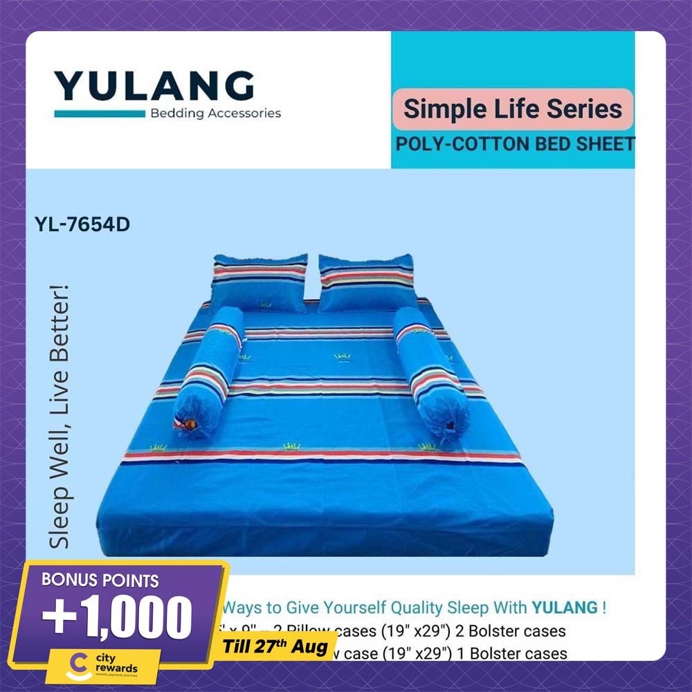 Yulang Poly Cotton Double Bedsheet Set (Simple Life) YL-7654D