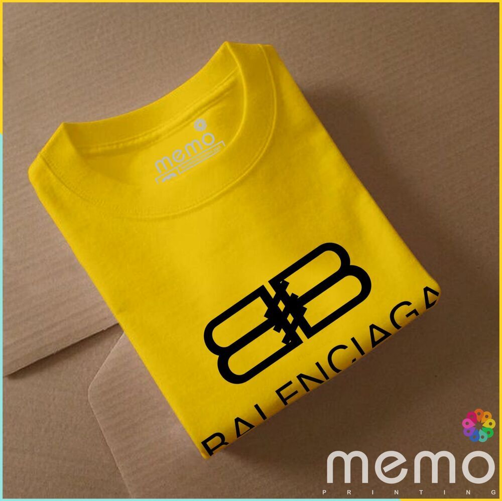 memo ygn Balenciaga unisex Printing T-shirt DTF Quality sticker Printing-Yellow (Small)