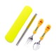 Kids Stainless Steel Spoon, Fork & Chopstick Set Yellow