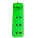 Power Plus 3 Way Socket ( without cable & switch) White+Green PP300IWC