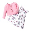 Baby Girl Pink Long-Sleeve Cardigan Dress Set (9-12 Months
) 20184637