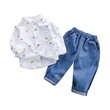 Boy Car Print Lapel Collar Button Down Long-Sleeve Shirt Pants Set (5-6 Years) 19979773