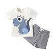 Boy Cotton Short-sleeve Dinosaur Graphic Tee and Pinstriped Shorts Set (9-12 Months) 20582176