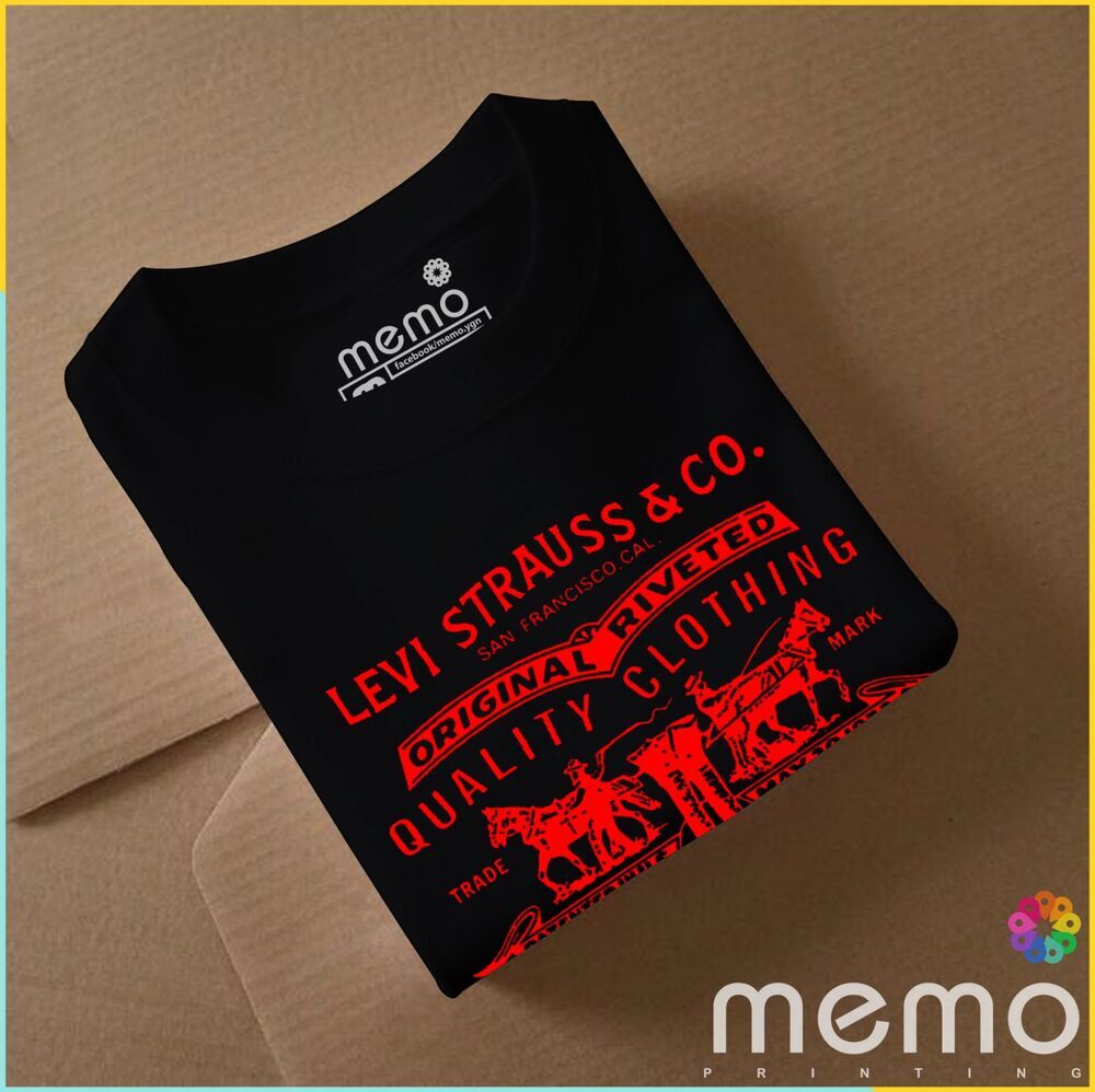 memo ygn Levi strauss & co. unisex Printing T-shirt DTF Quality sticker Printing-Black (Large)