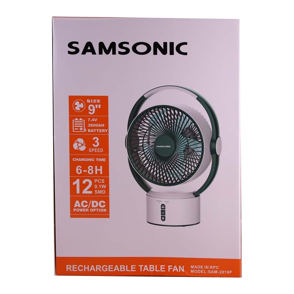 Samsonic Rechargeable Mini Fan 9INCH SAM-2819P