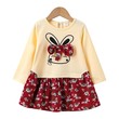 Cartoon Rabbit and Floral Print Bowknot Long-sleeve Faux-two Baby Cotton Dress (3 Years) 20078466