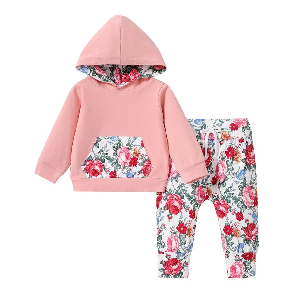 Baby Girl Long-Sleeve Hoodie And Floral Print Pants With Headband Set (18-24 Months) 20100952