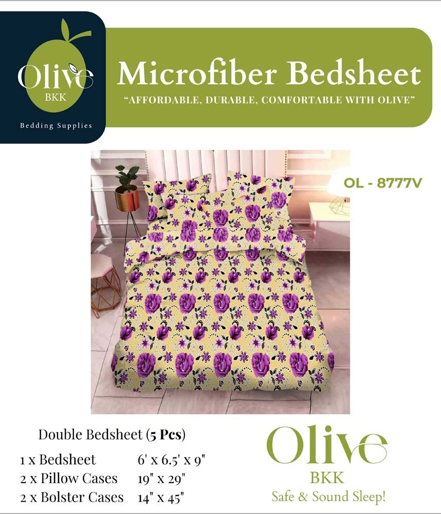 Olive Microfiber Double Bedsheet 5PCS Set OL-8777V