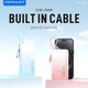 Konfulon A36Q (10000mAh Fast Charging 22.5W Built-in Cable Power Bank) + Lightning Cable Pink