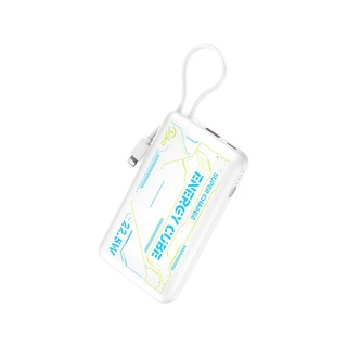 Konfulon J-28 (10000mAh Fast Charging 22.5W Built-in Cable Power Bank) + Lightning Cable White