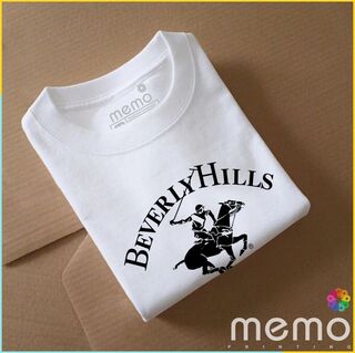 memo ygn Berverly Hills unisex Printing T-shirt DTF Quality sticker Printing-Black (Large)