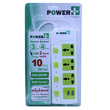 Power Plus 3Way+2USB Socket (4Switch+3Meter) White+Green PPE400IU3M