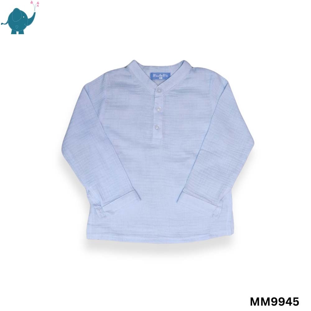 Max & Mia Kid Boy Cotton Puff Long Sleeve Shirt MM9945 Light Blue M (5/6yrs)