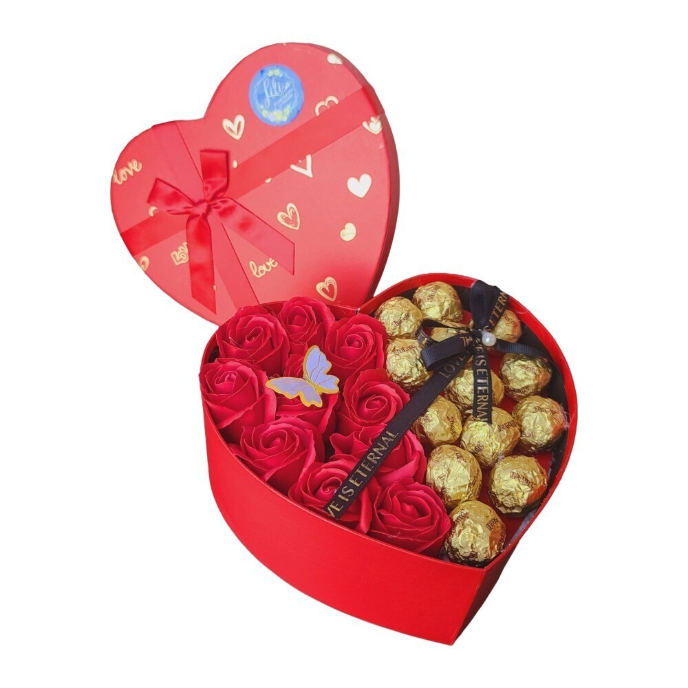 LiLi Floral Red Grand Soul Artificial Flower & Chocolate Box