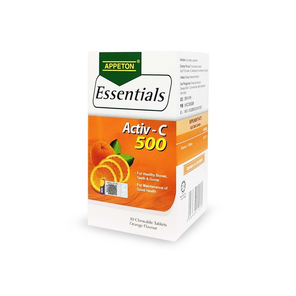 Appeton Essentials Activ-C 500 Orange Flavour 30Tablets