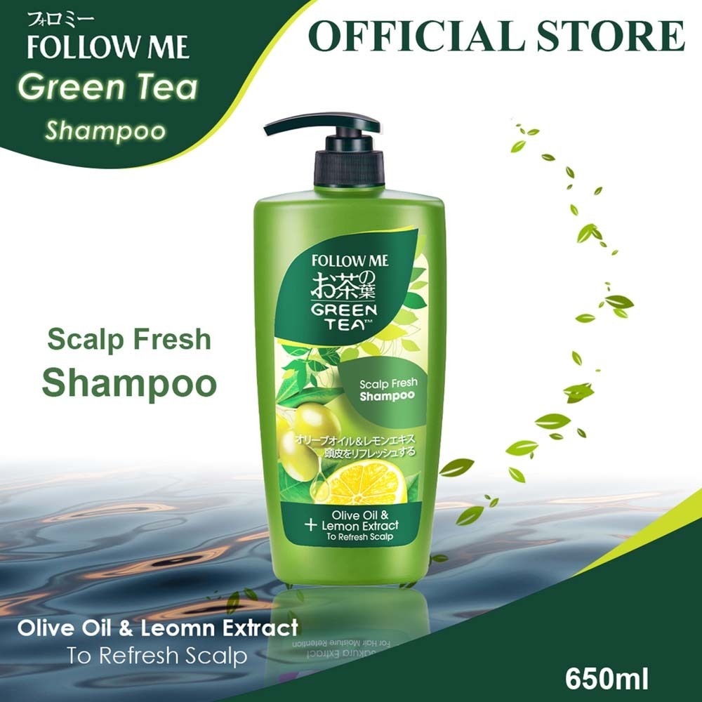 Follow Me Green Tea Scalp Fresh Shampoo 650ML (Olive Oil & Lemon Extract)