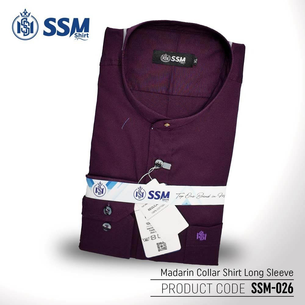 Madarin Collar Shirt Long Sleeve SSM-O-M-L-026 (Midnight Purple) Double Extra Large