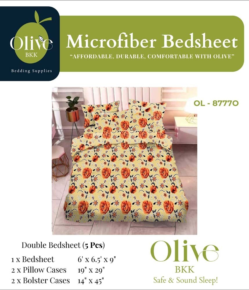 Olive Microfiber Double Bedsheet 5PCS Set Olive(D)-8777O
