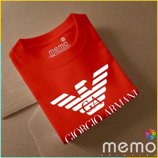 memo ygn GIORGIO ARMANI unisex Printing T-shirt DTF Quality sticker Printing-Red (XXL)