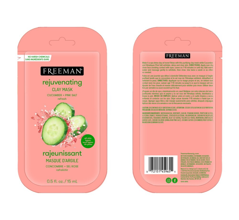 Freeman Cucumber & Pink Salt Clay Mask (0.5OZ,15ML)
