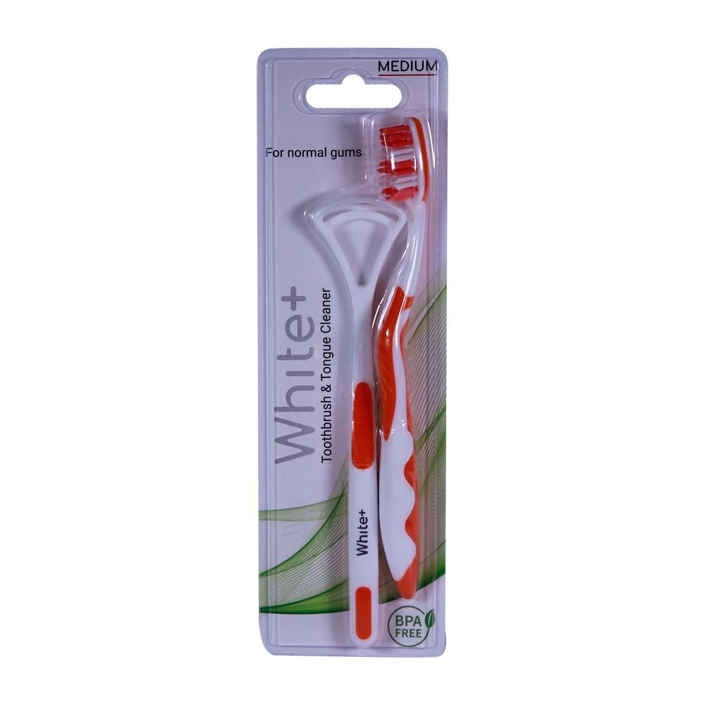White+ Toothbrush & Tongue Cleaner Medium