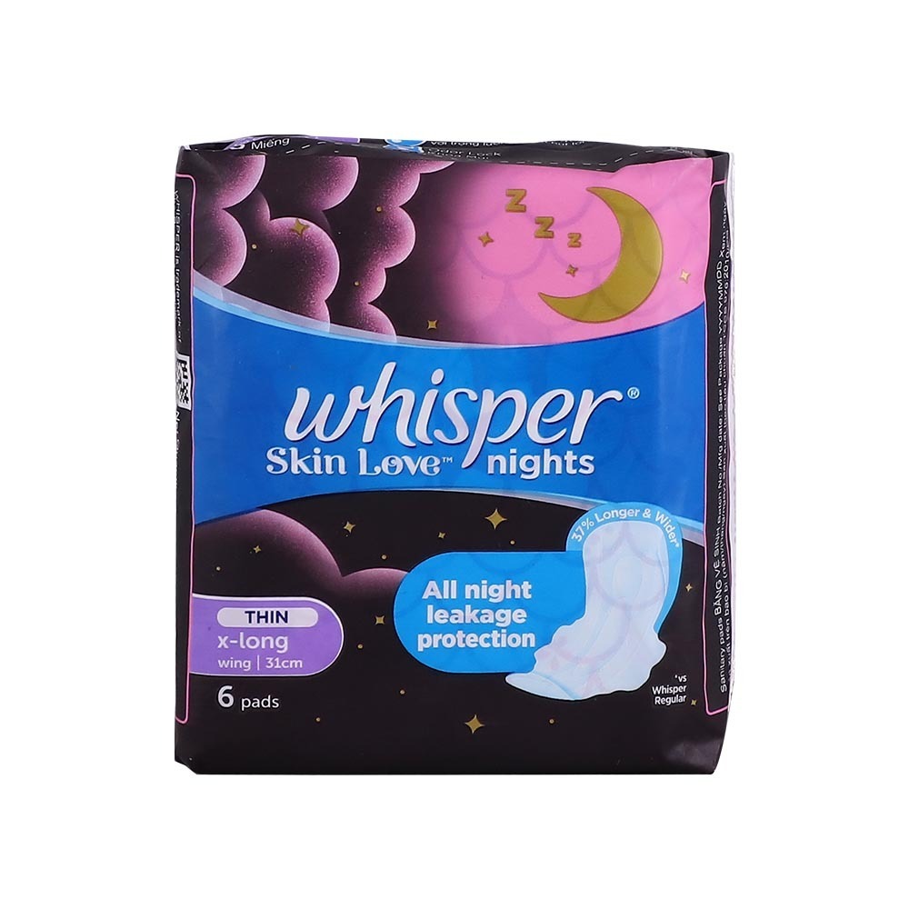 Whisper Skin Love Sanitary All Night 6PCS 31CM