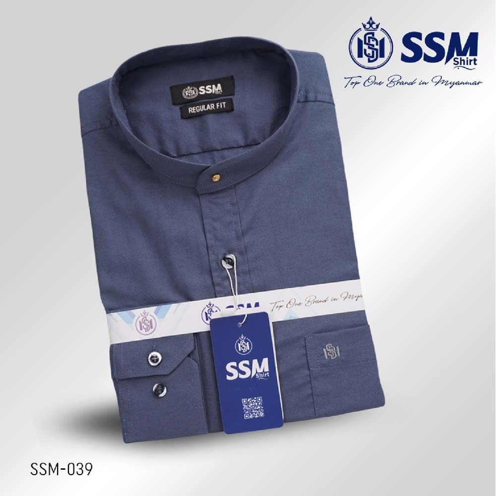 Mandarin Collar Shirt Long Sleeve Medium (Blue Slate Gray) SSM-O-P-L-39