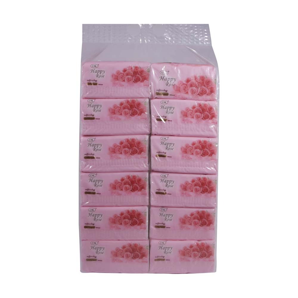 Ok Happy Rose Napkin Tissue 120Sheets x 12PCS