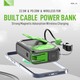 Konfulon J-42 (10000mAh Fast Charging 22.5W Built-in Cable/Wireless Power Bank) Green