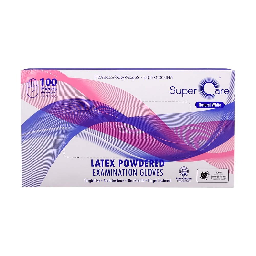 Super Care Latex Powdered Examination Gloves 100PCS