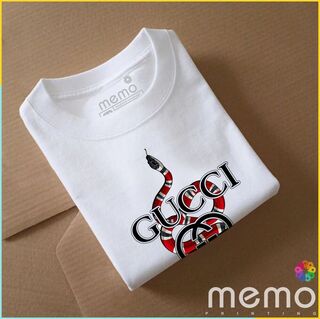 memo ygn GUCCI unisex Printing T-shirt DTF Quality sticker Printing-White (Large)