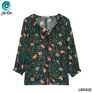 The Ori Women Long Sleeve Top LBD022 Deep Green Floral Spot (XXL-48)