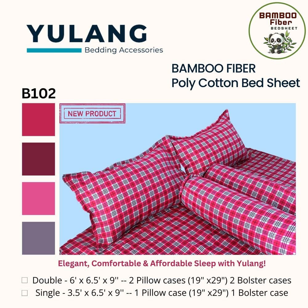 Yulang Bamboo Poly-Cotton Double Bedsheet 5PCS Set BF(D)-B102R