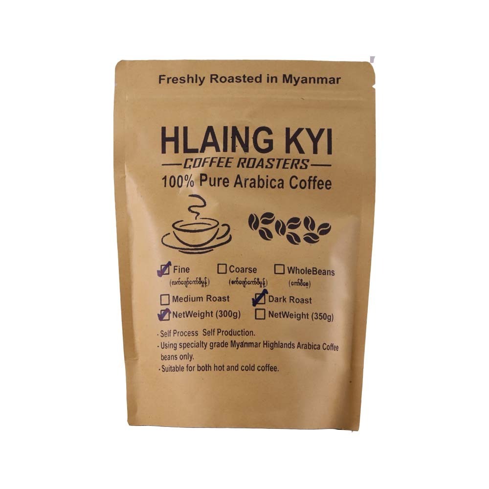 Hlaing Kyi 100% Pure Arabica Fine Ground Coffee Dark Roast 300G