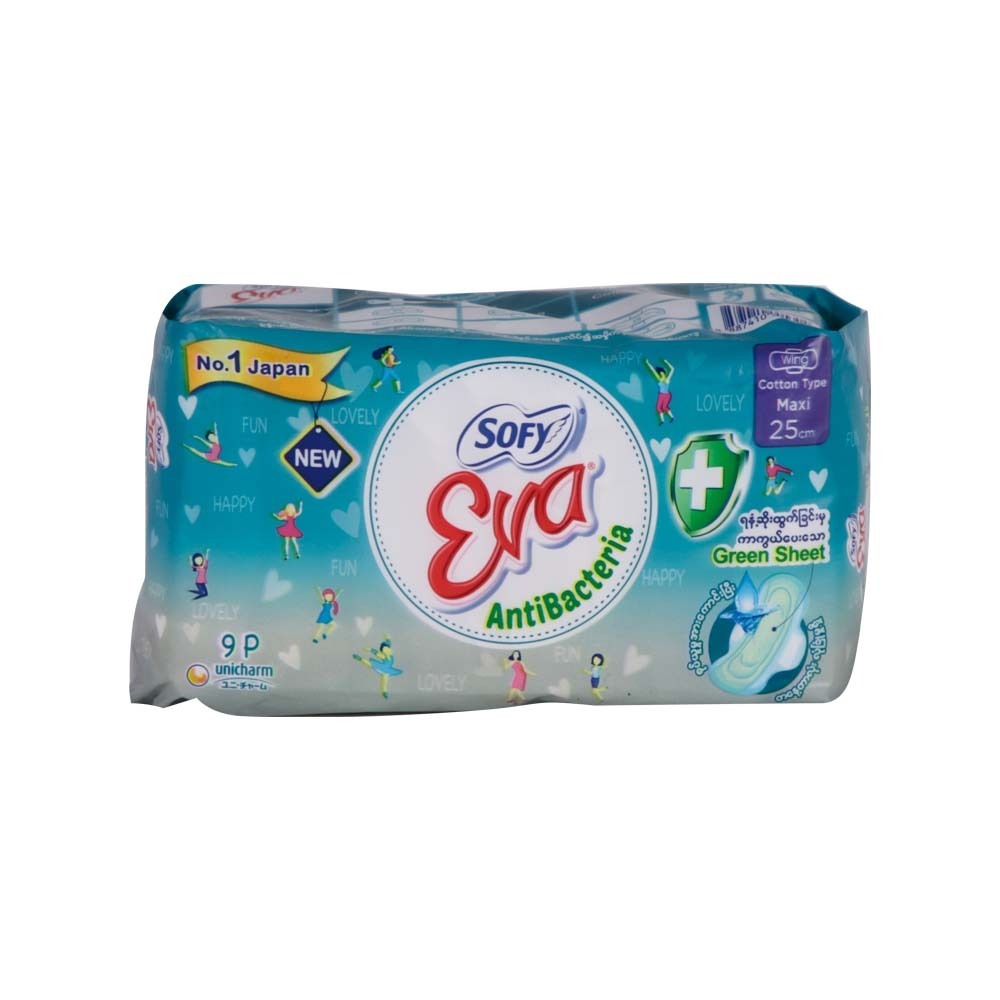 Sofy Eva Antibacteria Maxi Wing Sanitary Napkin Pads 25cm 9PCS