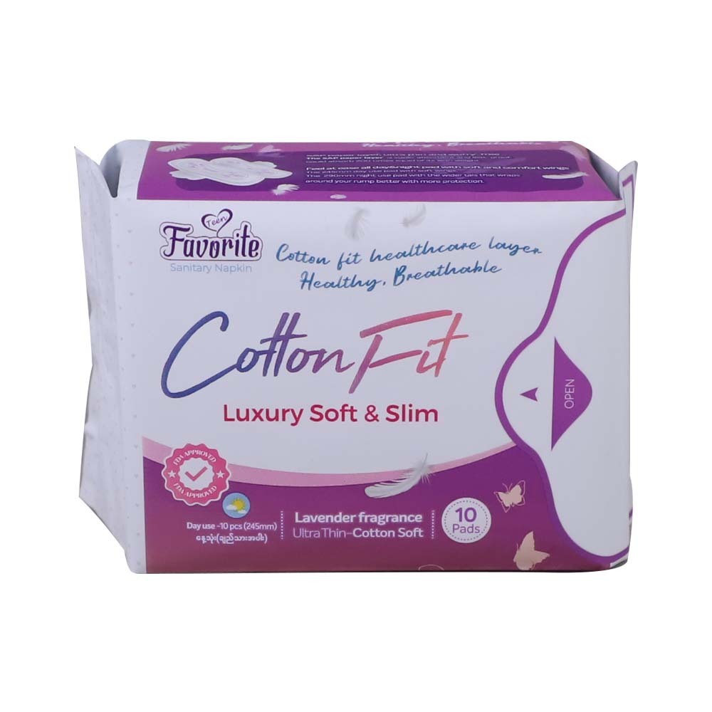 Favorite Teen Cotton Fit Luxury Soft & Slim Day Sanitary Napkin Pads 245MM 10PCS