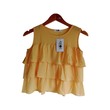 Kudos Floral Chiffon Woman Blouse Yellow B-002 Large