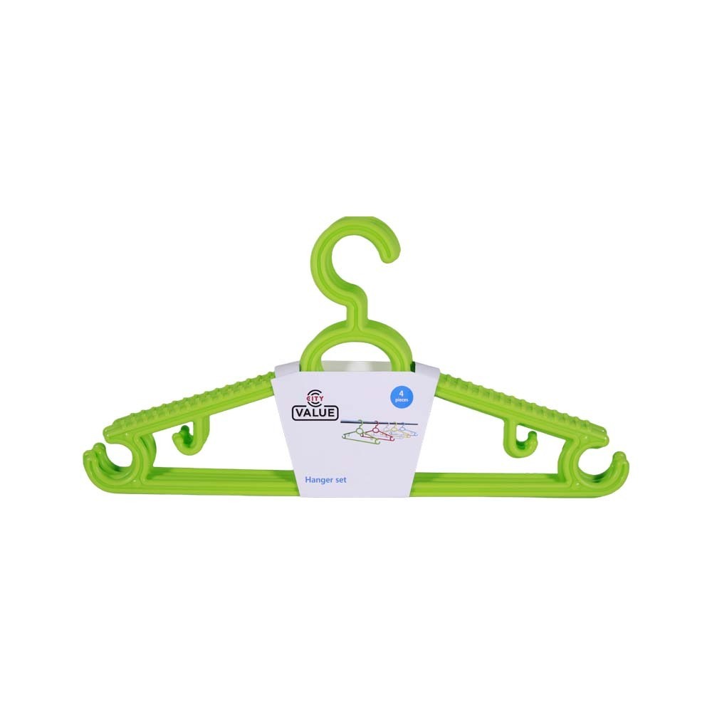City Value Cloth Hanger 4PCS Green