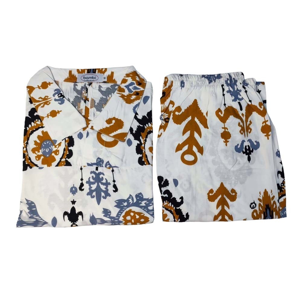 Bambi Womenwear BKK Spun Kanote Oneset D-1 S/L Brown AA0060 Medium