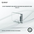 Orico 2.5 IN Transparent USB 3.0 Micro-B Hard Drive Enclosure with Stand (Transparent) ORICO-2159U3-CR