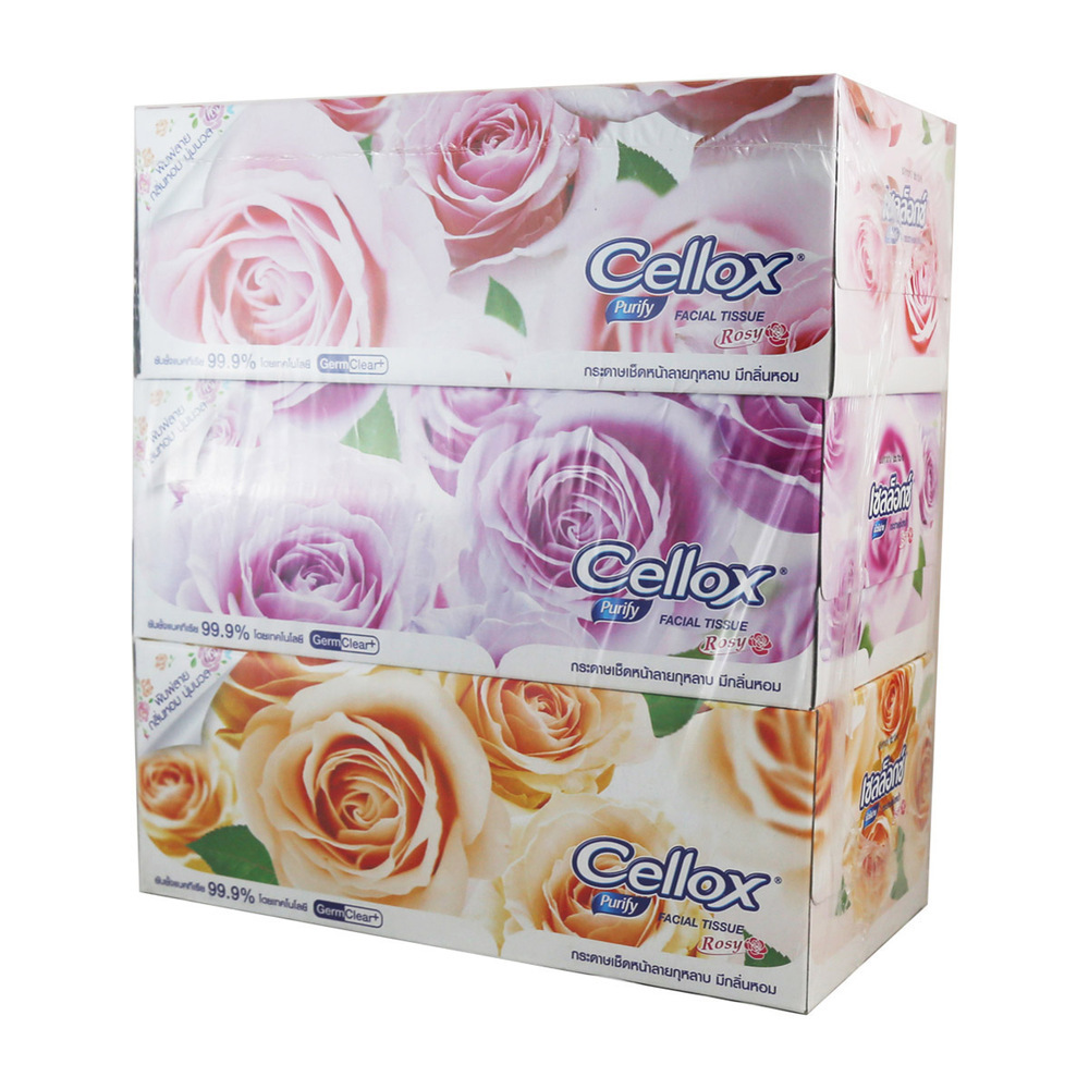 Cellox Rosy Facial Tissue Box 2Ply 135 Sheetsx3