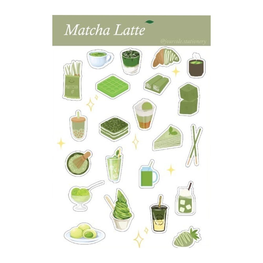 Jourcole  Matcha Latte Sticker 1 Sheet  4x6inches JC0010